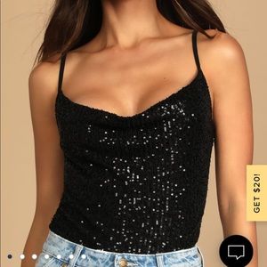 Black Sequin Women's Top